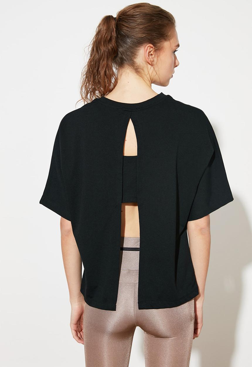 Trendyol - Low back sports t-shirt - black