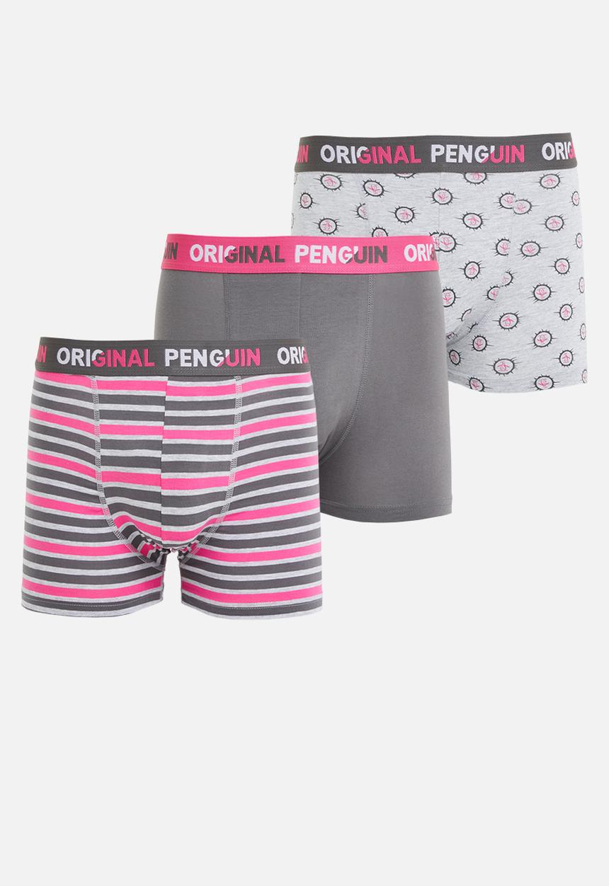 Original Penguin - 3 Pack mens penguin underwear stamp pete - pink & grey