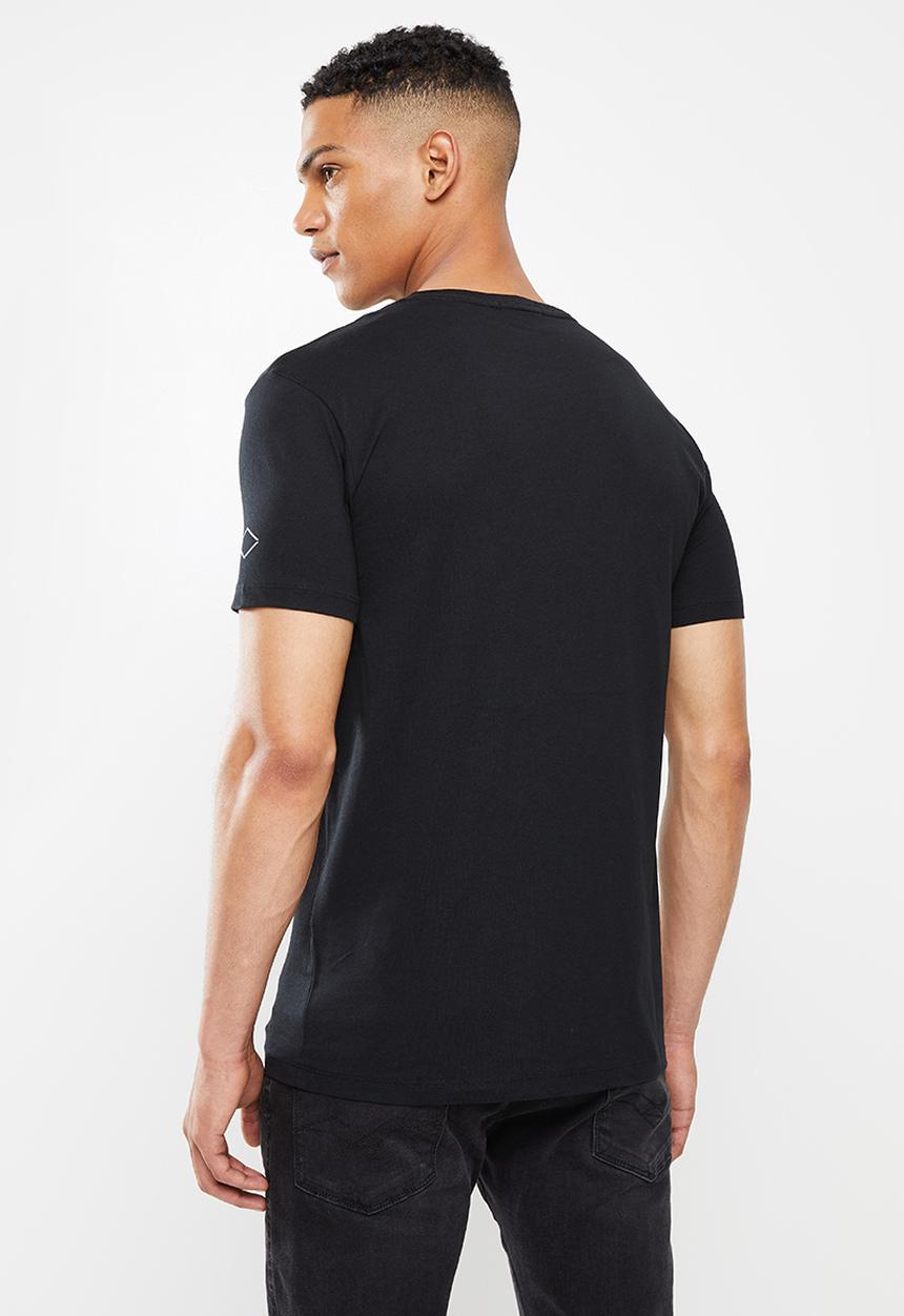Replay - Printed line chest tee - black
