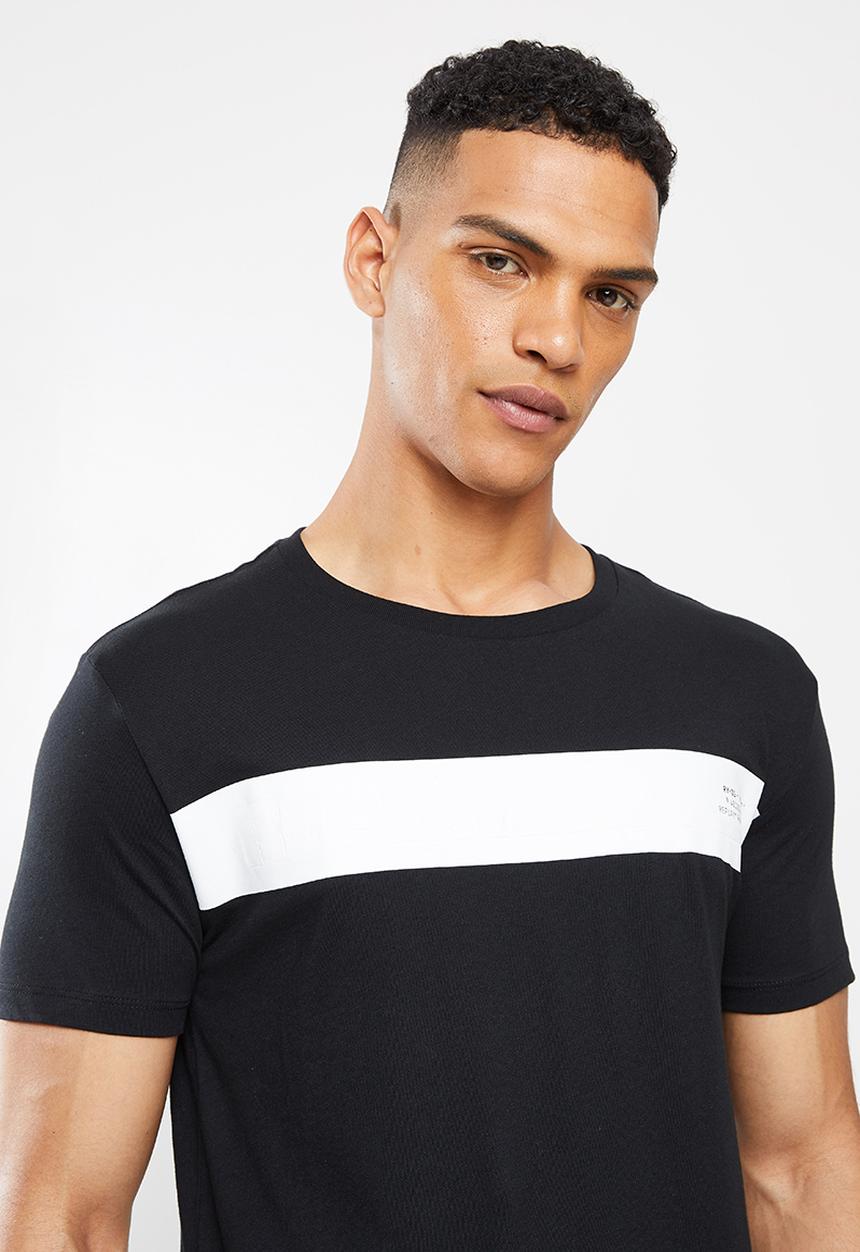 Replay - Printed line chest tee - black