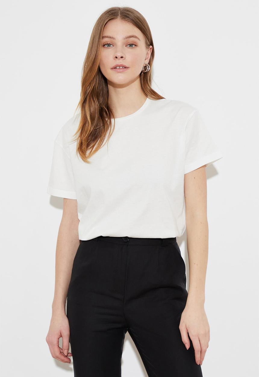 Trendyol - Printed boyfriend t-shirt - ecru