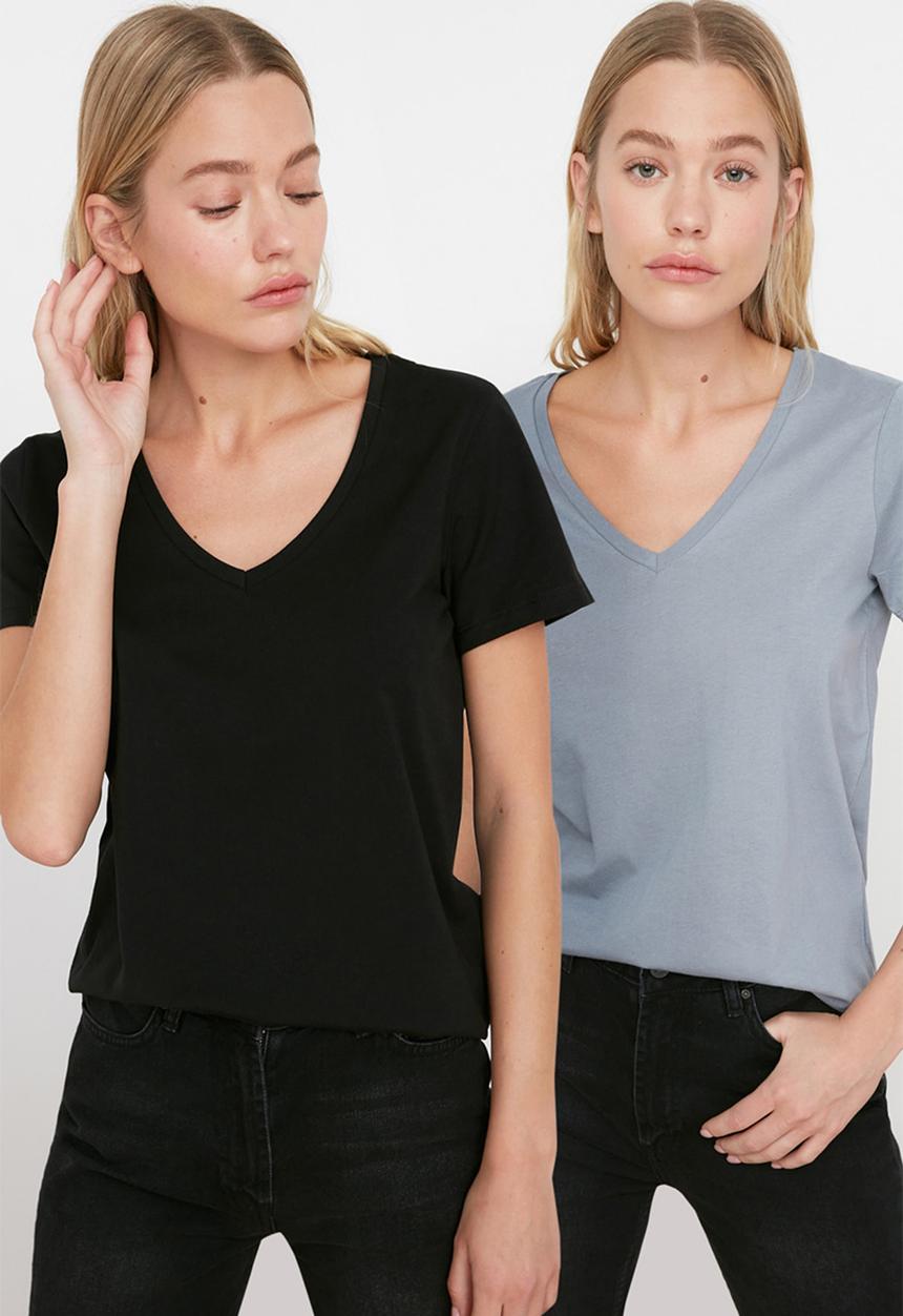 Trendyol - Siyah tshirt - black/grey