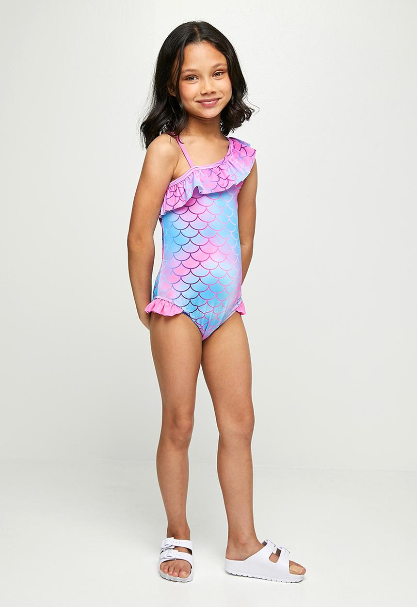 Pop Candy - One shoulder one piece bikini - blue & pink 