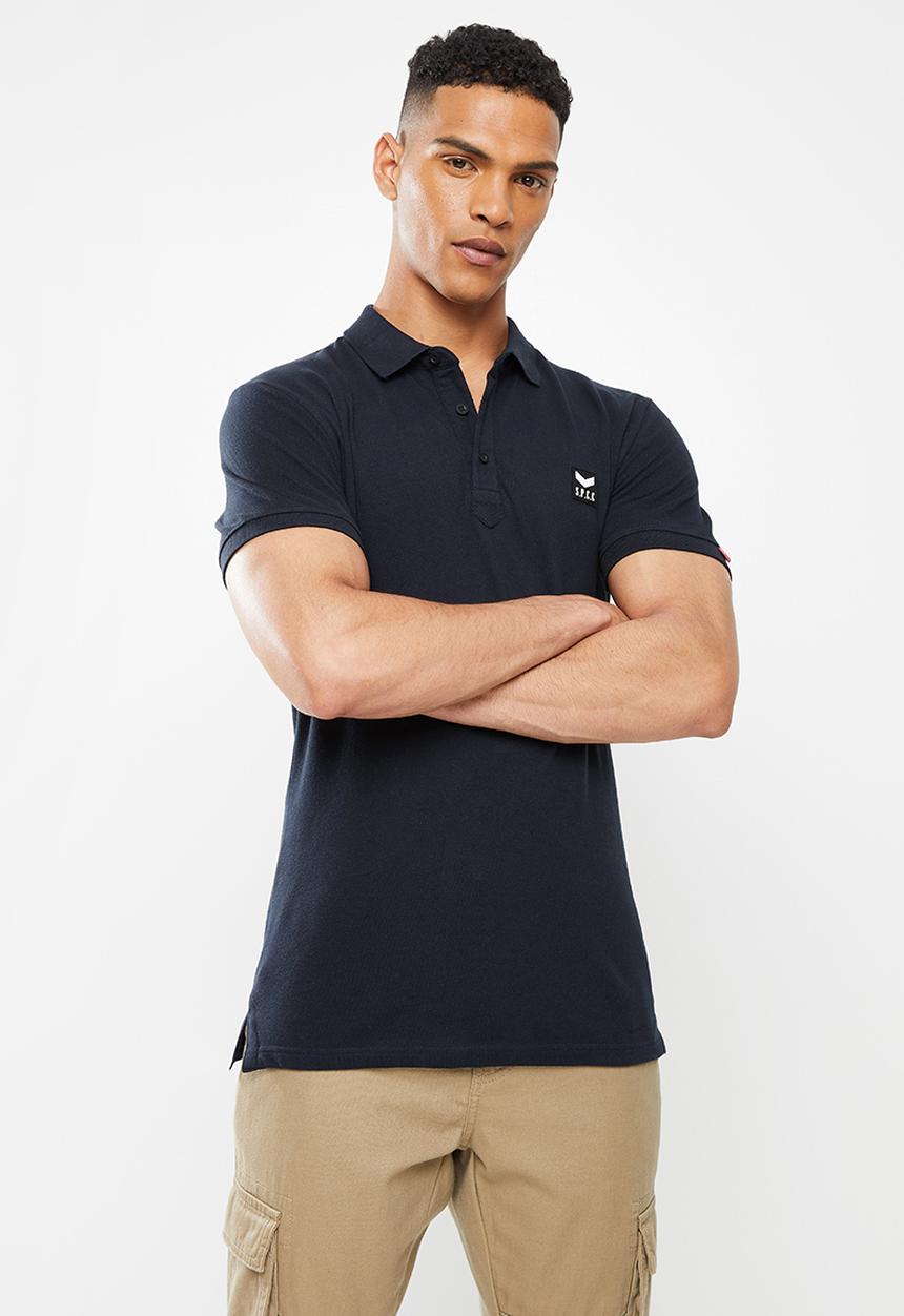 S.P.C.C - Cayenne slimline fit side slit straight hem polo - navy