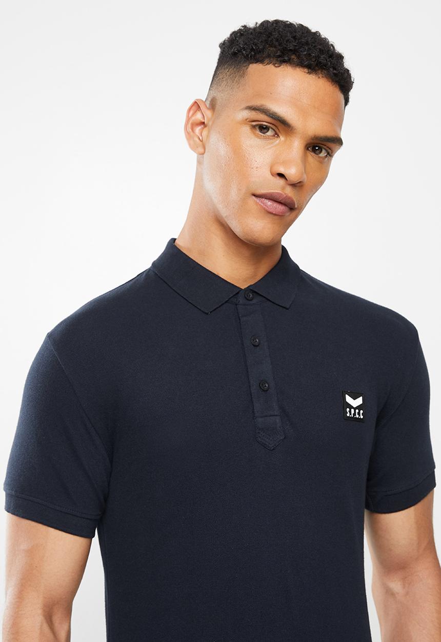 S.P.C.C - Cayenne slimline fit side slit straight hem polo - navy