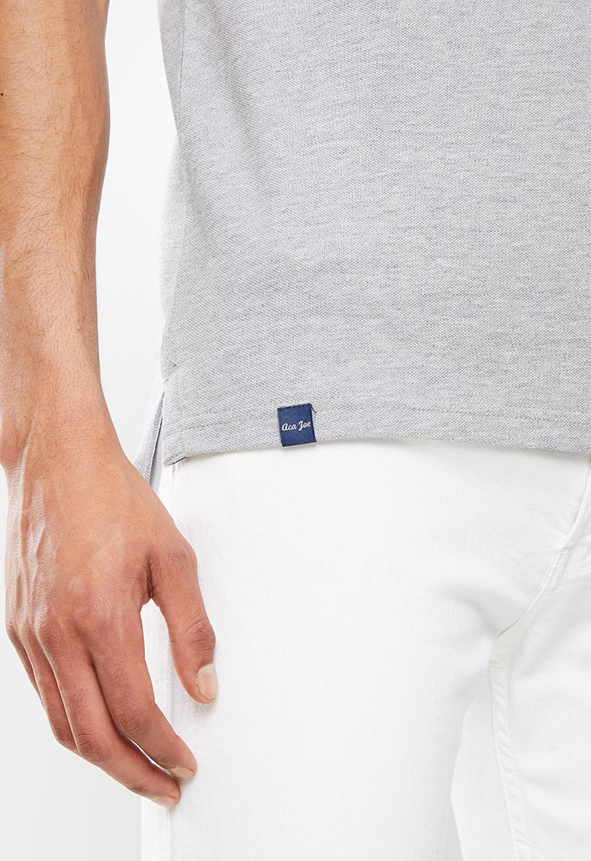 Aca Joe - Chest emb applique short sleeve golfer - grey melange