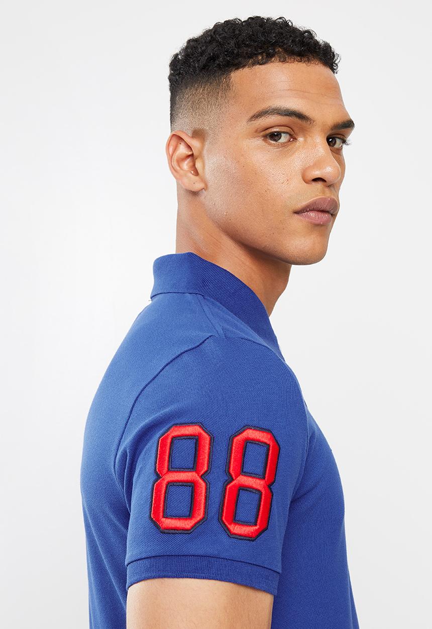 Aca Joe - Chest emb applique short sleeve golfer - electric blue