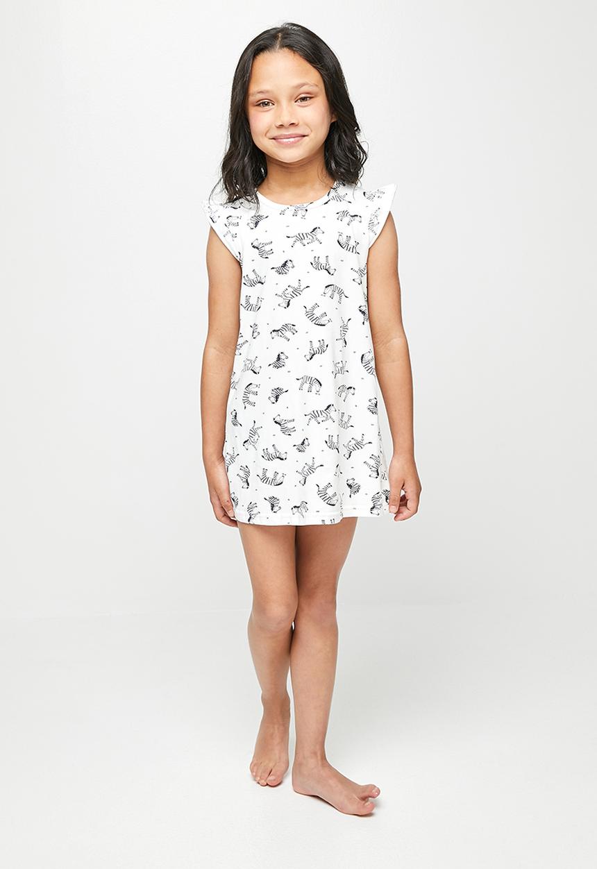 Pop Candy - Girls zebra nightie - white