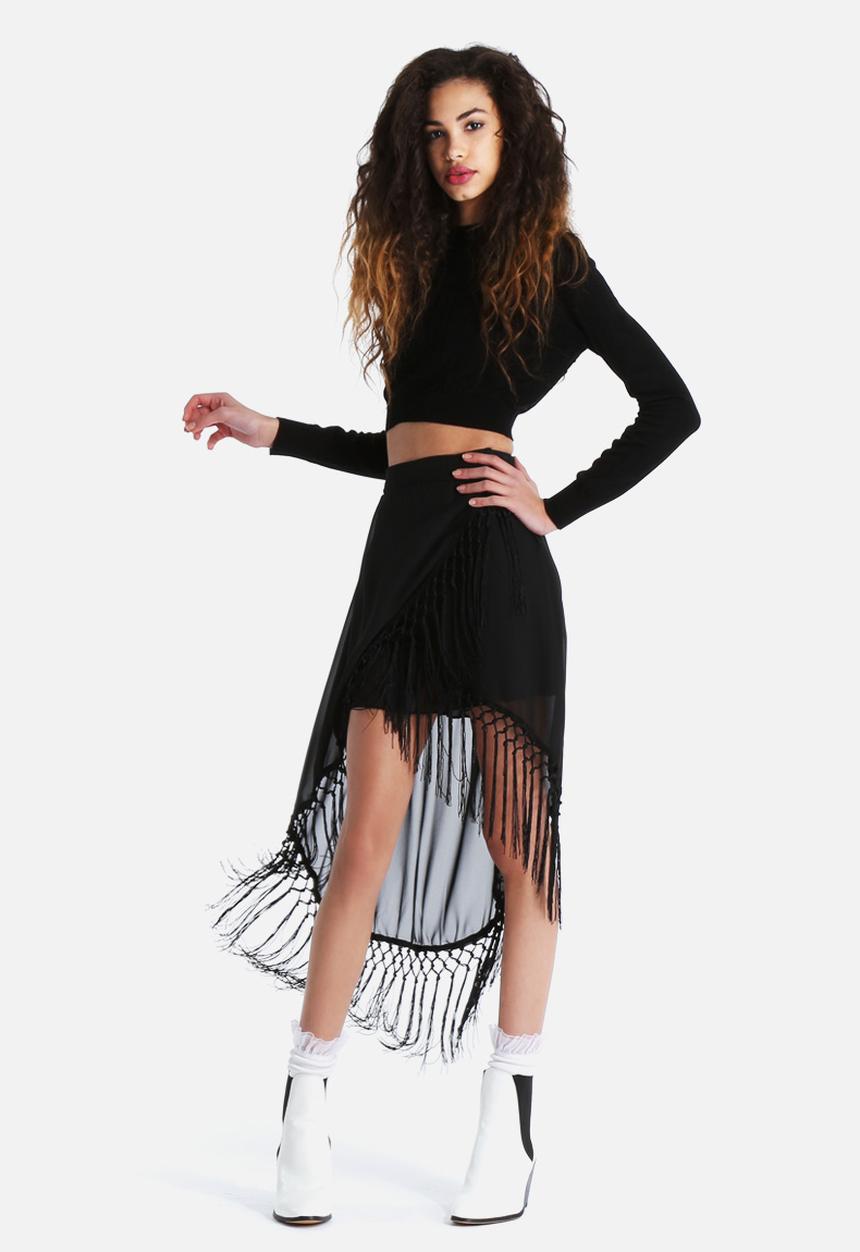 The Lot - Gypsy Soul Tassle Maxi Skirt