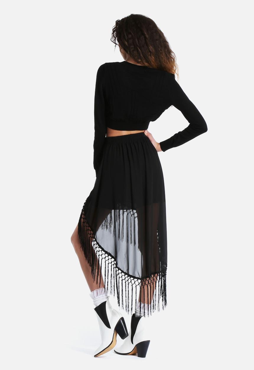 The Lot - Gypsy Soul Tassle Maxi Skirt