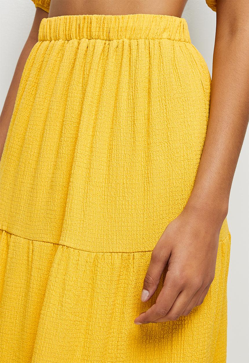 MILLA - Textured tiered midi skirt - citron 