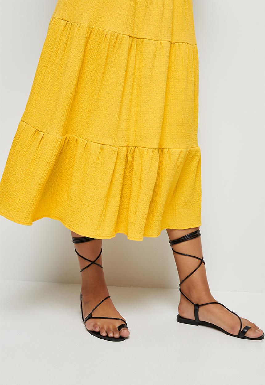 MILLA - Textured tiered midi skirt - citron 
