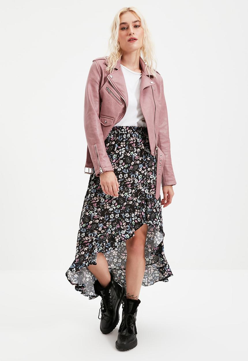 Trendyol - Slit asym midi skirt - purple