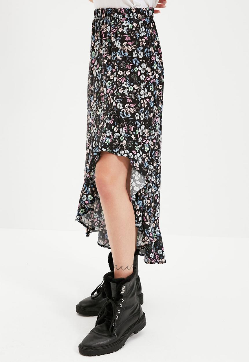 Trendyol - Slit asym midi skirt - purple