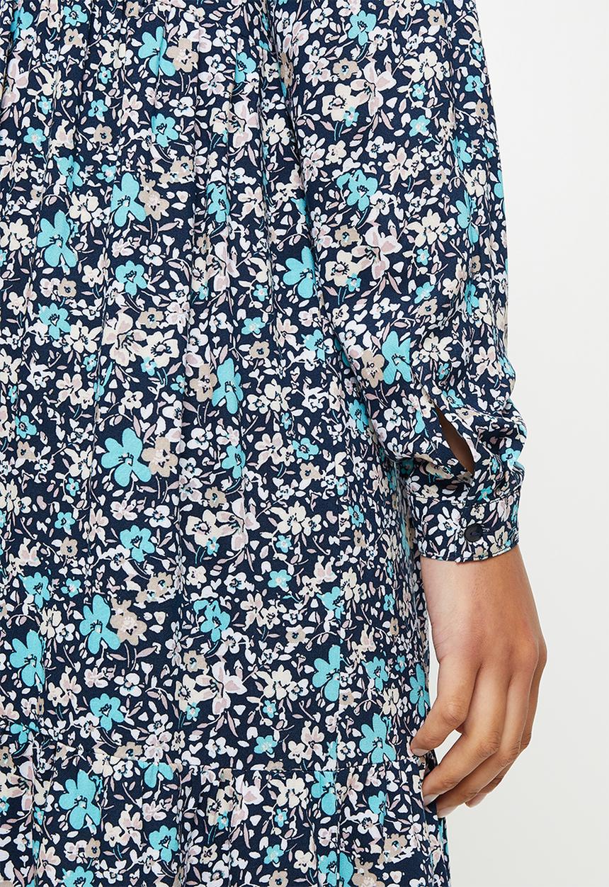 Vero Moda - Simone long sleeve calf dress - navy blazer blue marguerie