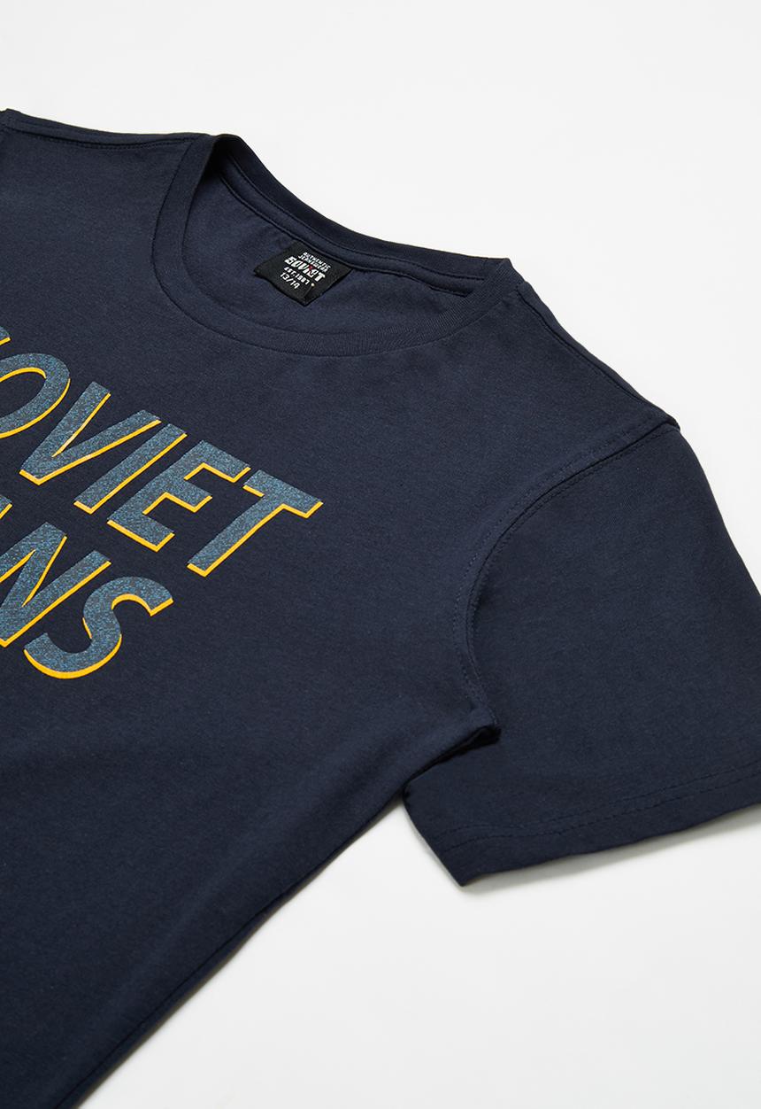 SOVIET - B shefford boys short sleeve logo tee - navy