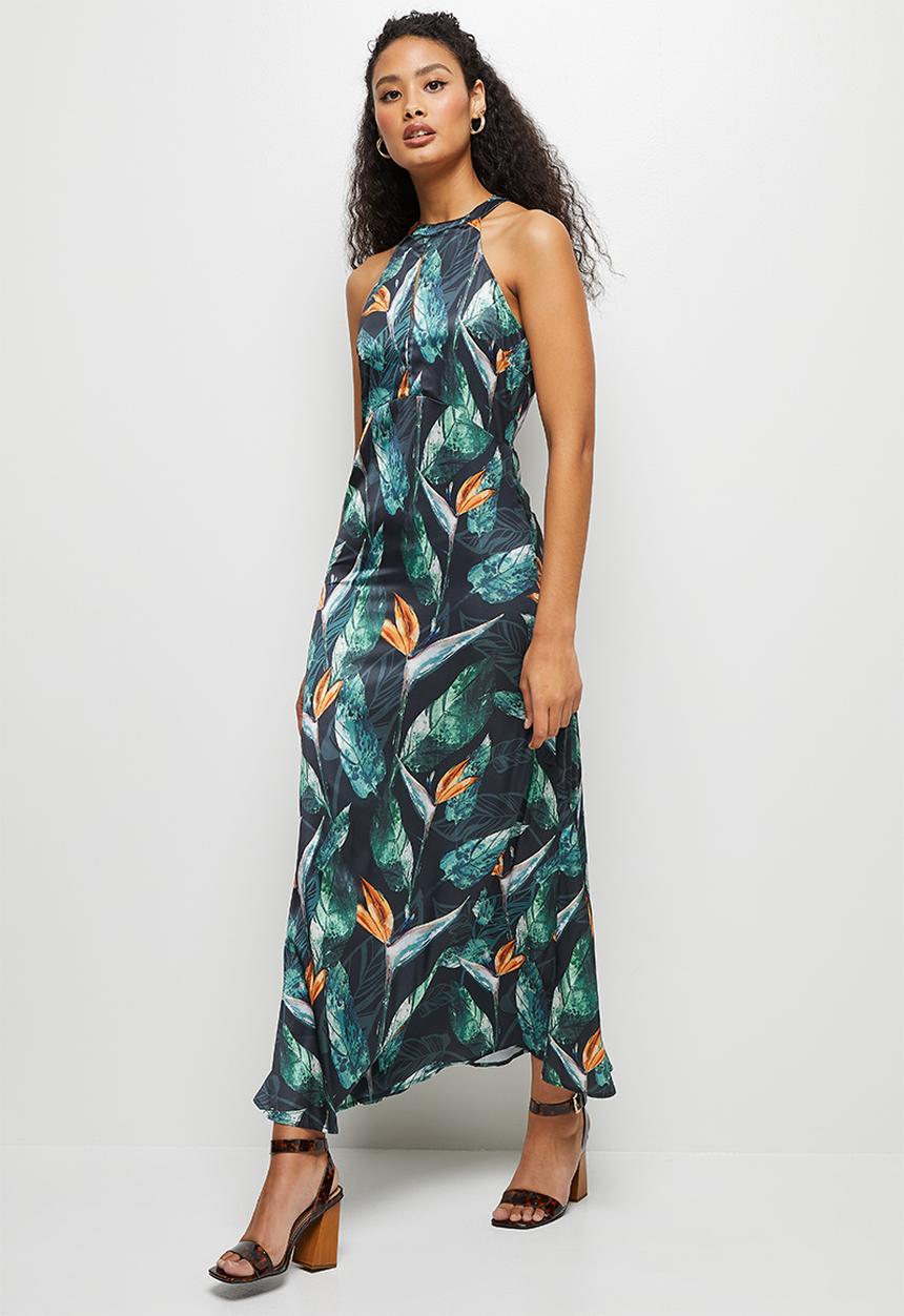 edit - High neck crepe maxi dress - abstract floral