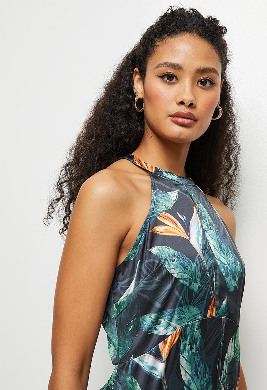 edit - High neck crepe maxi dress - abstract floral