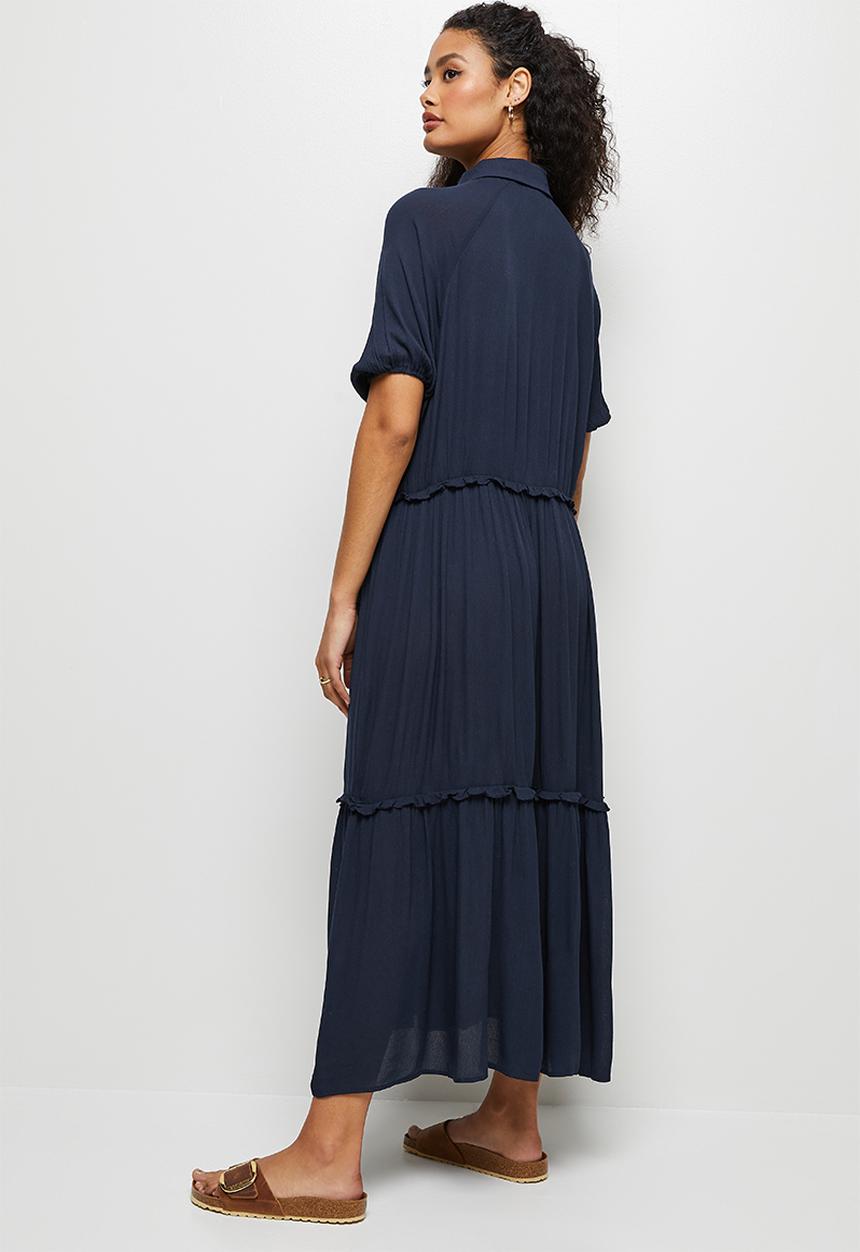 edit - Crinkle bellow sleeve a-line - navy