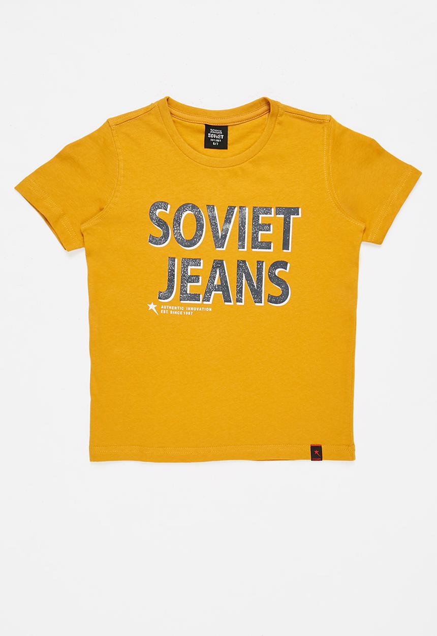 SOVIET - B shefford boys short sleeve  logo tee - mustard