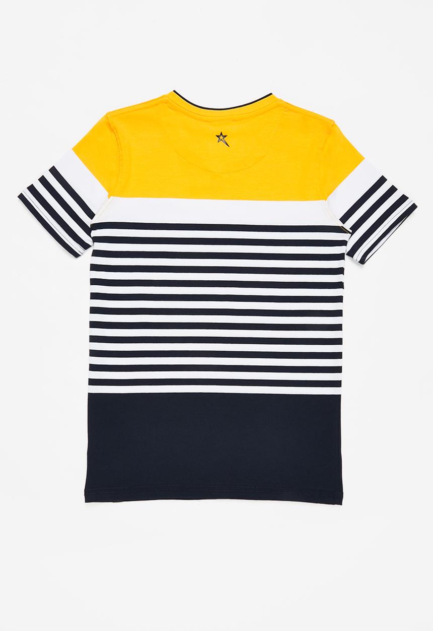 SOVIET - B escobar v-neck yarn dye stripe tee - saffron