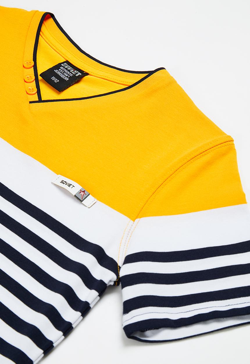 SOVIET - B escobar v-neck yarn dye stripe tee - saffron