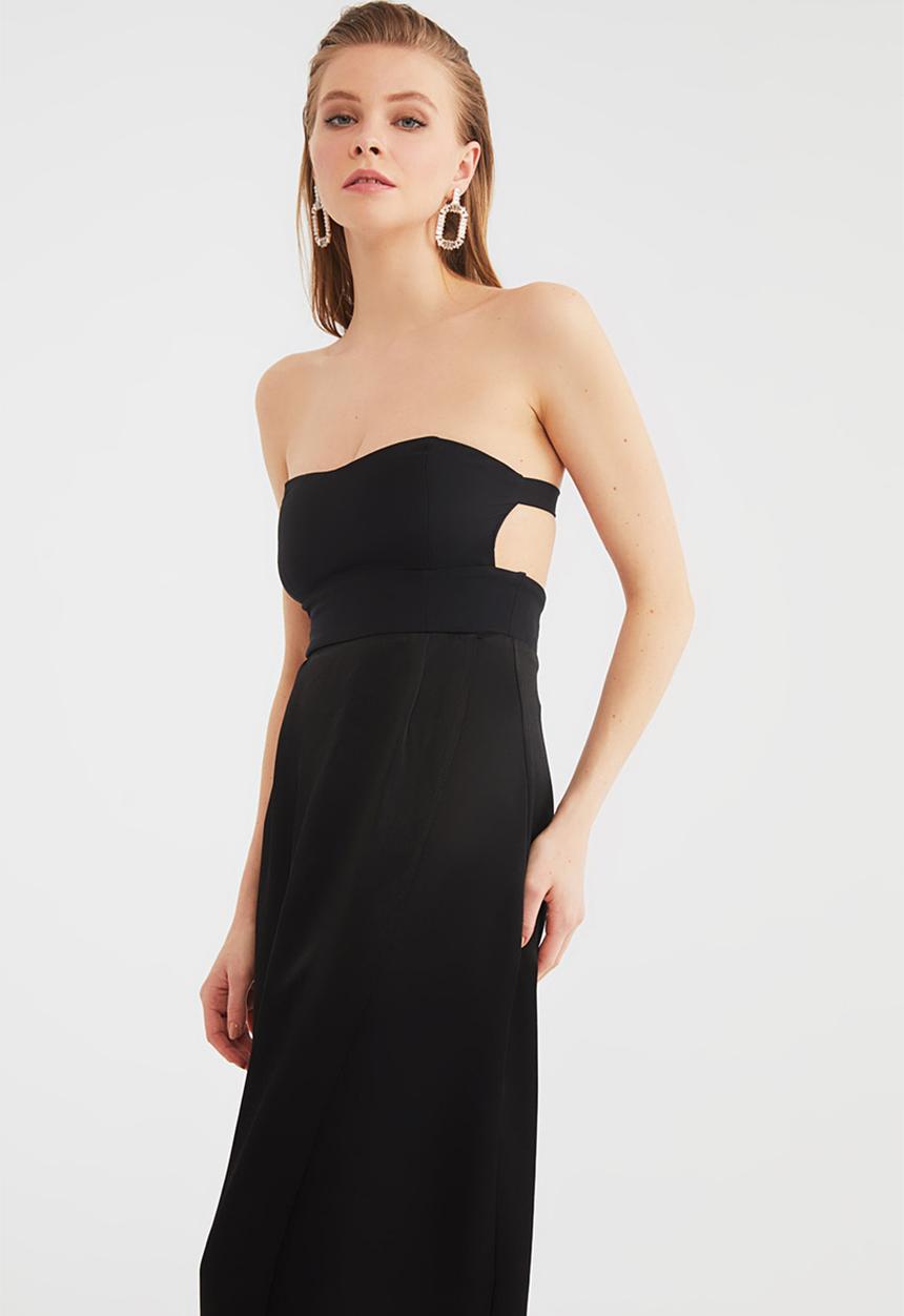 Trendyol - Back detailed evening dress - black