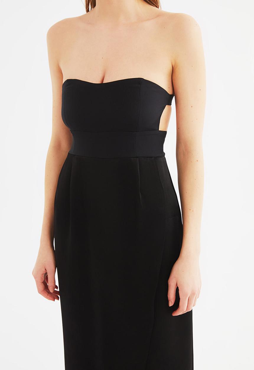 Trendyol - Back detailed evening dress - black