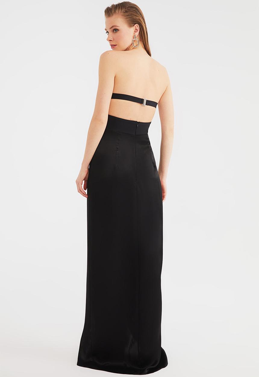 Trendyol - Back detailed evening dress - black