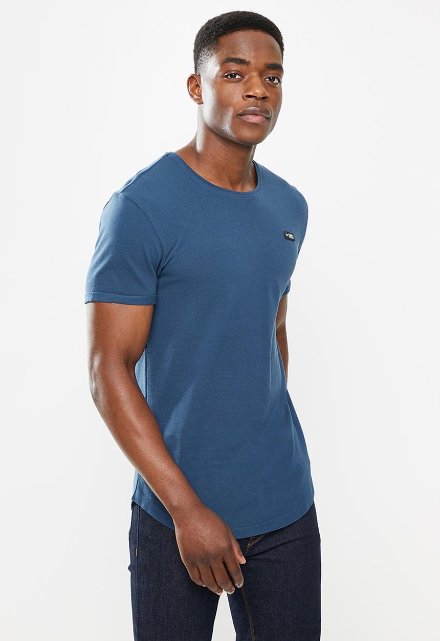S.P.C.C - Palermo regular fit scooped hem tee - denim blue