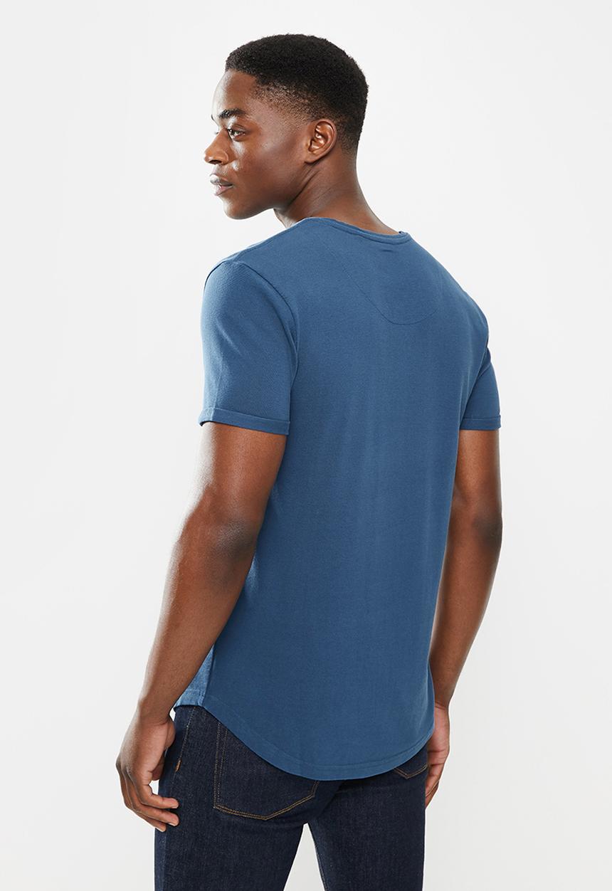 S.P.C.C - Palermo regular fit scooped hem tee - denim blue