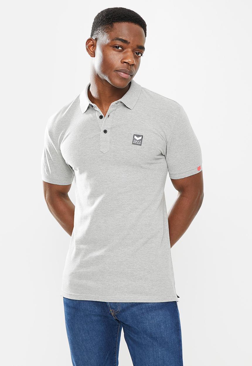 S.P.C.C - Cayenne slimline fit side slit straight hem polo - grey melange
