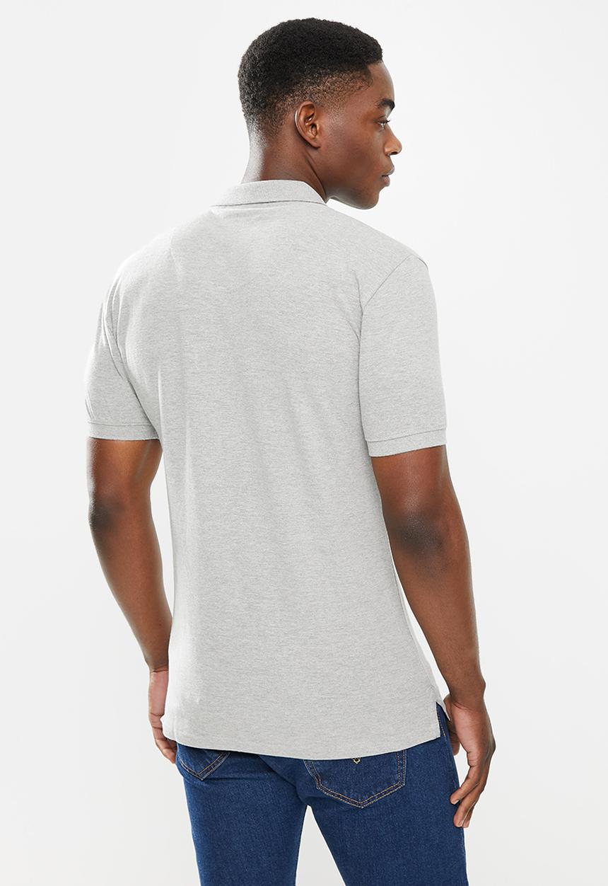 S.P.C.C - Cayenne slimline fit side slit straight hem polo - grey melange