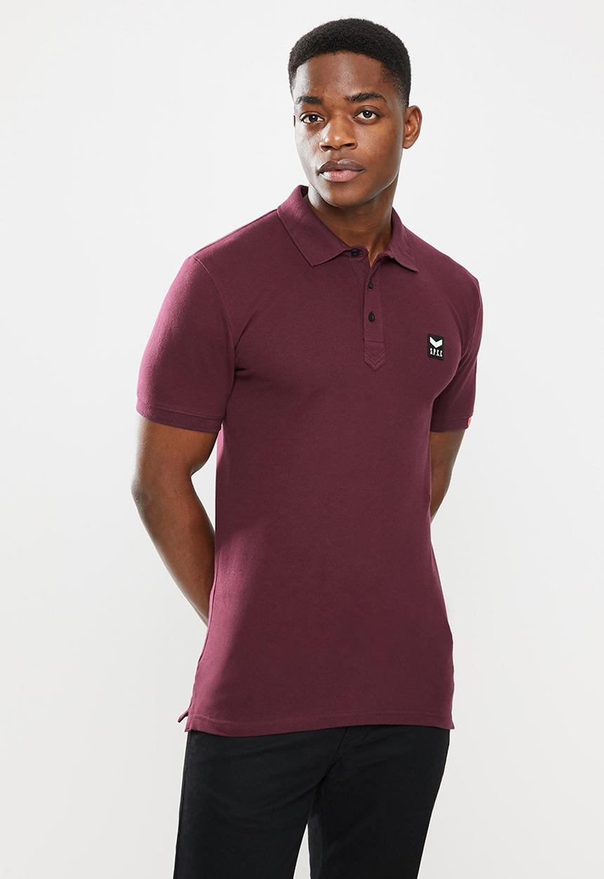 S.P.C.C - Cayenne slimline fit side slit straight hem polo - sangria