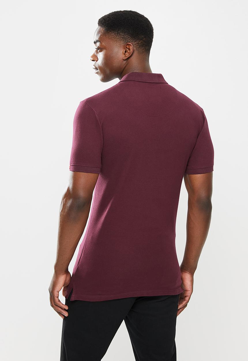 S.P.C.C - Cayenne slimline fit side slit straight hem polo - sangria