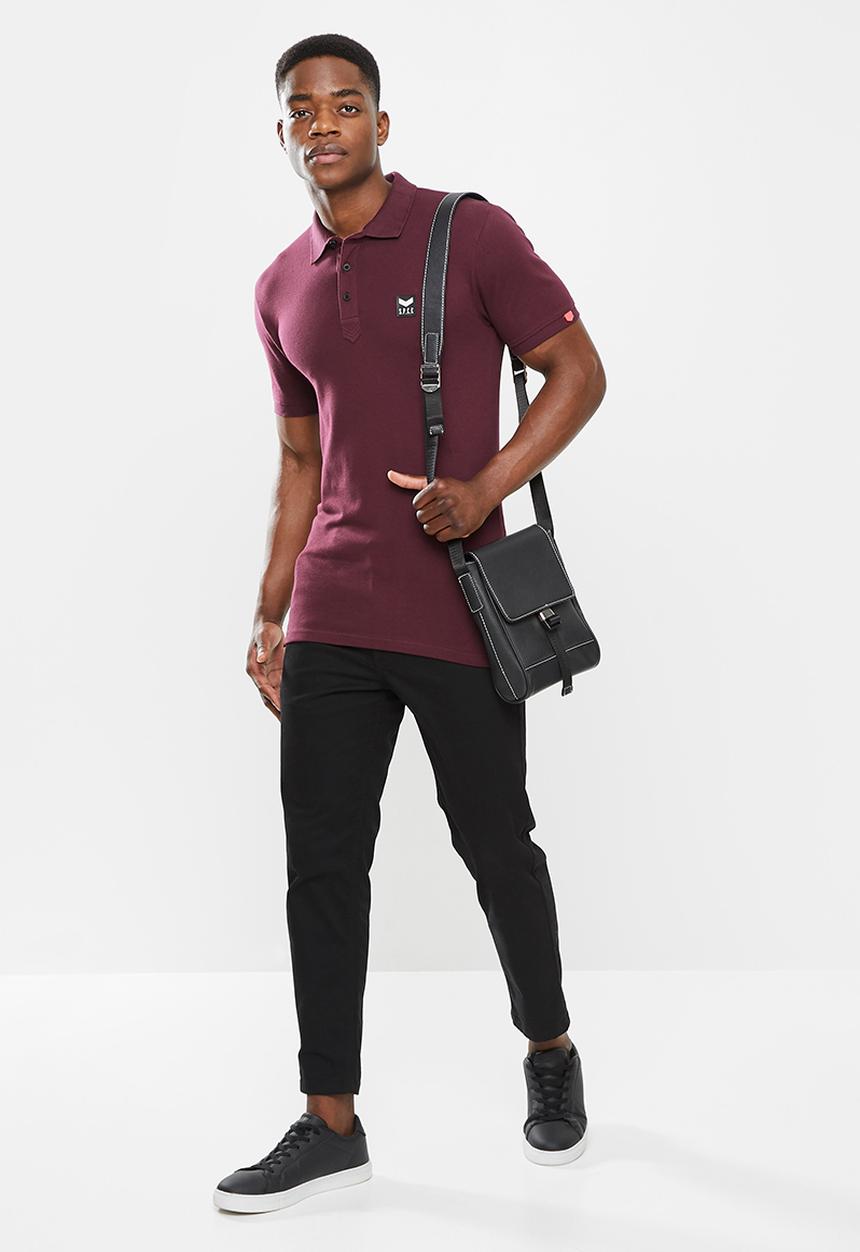 S.P.C.C - Cayenne slimline fit side slit straight hem polo - sangria