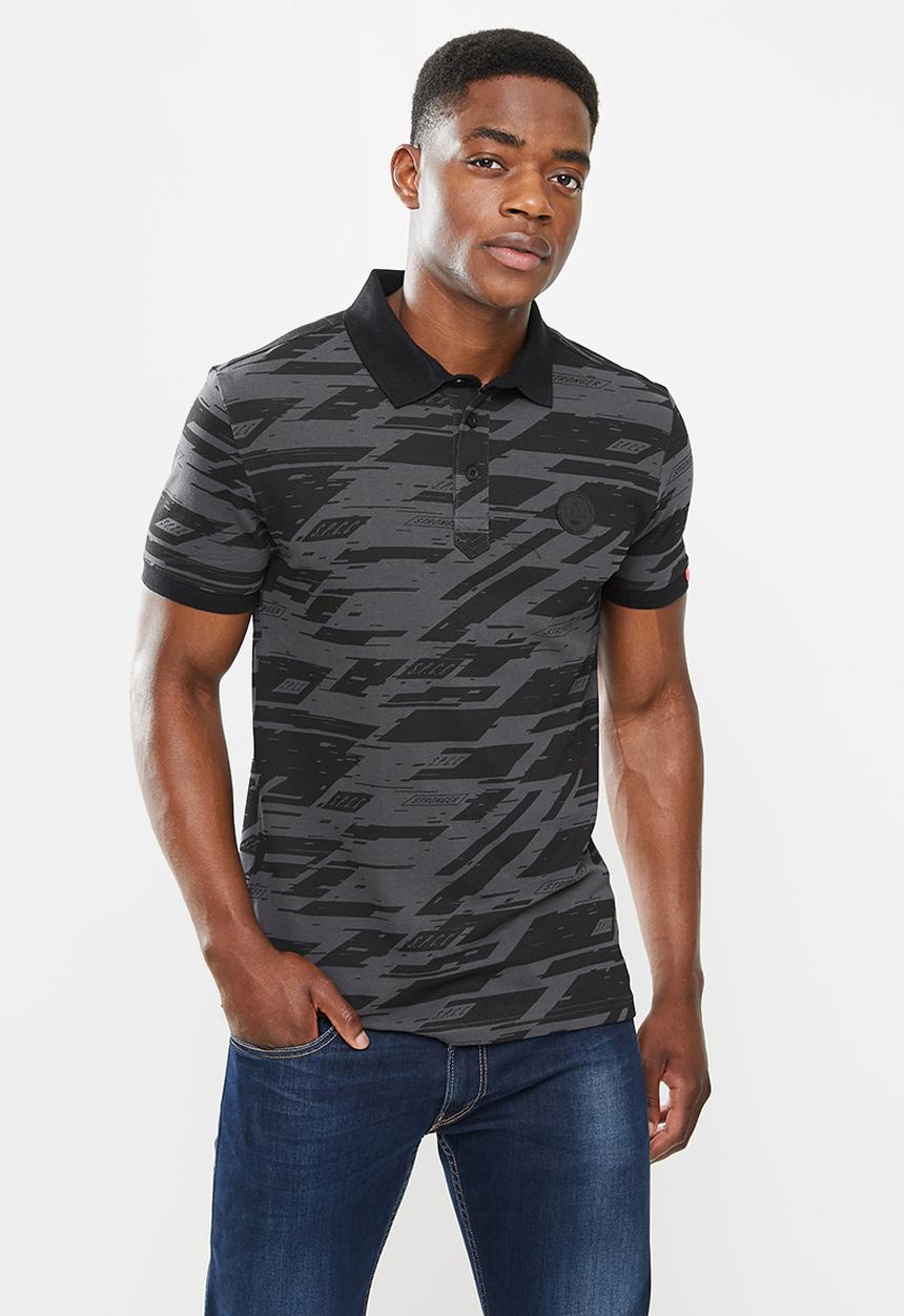 S.P.C.C - Marsden regular fit stepped hem polo - charcoal