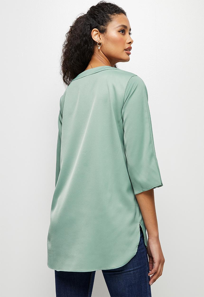 edit - V-neck longline tunic - dusty sage