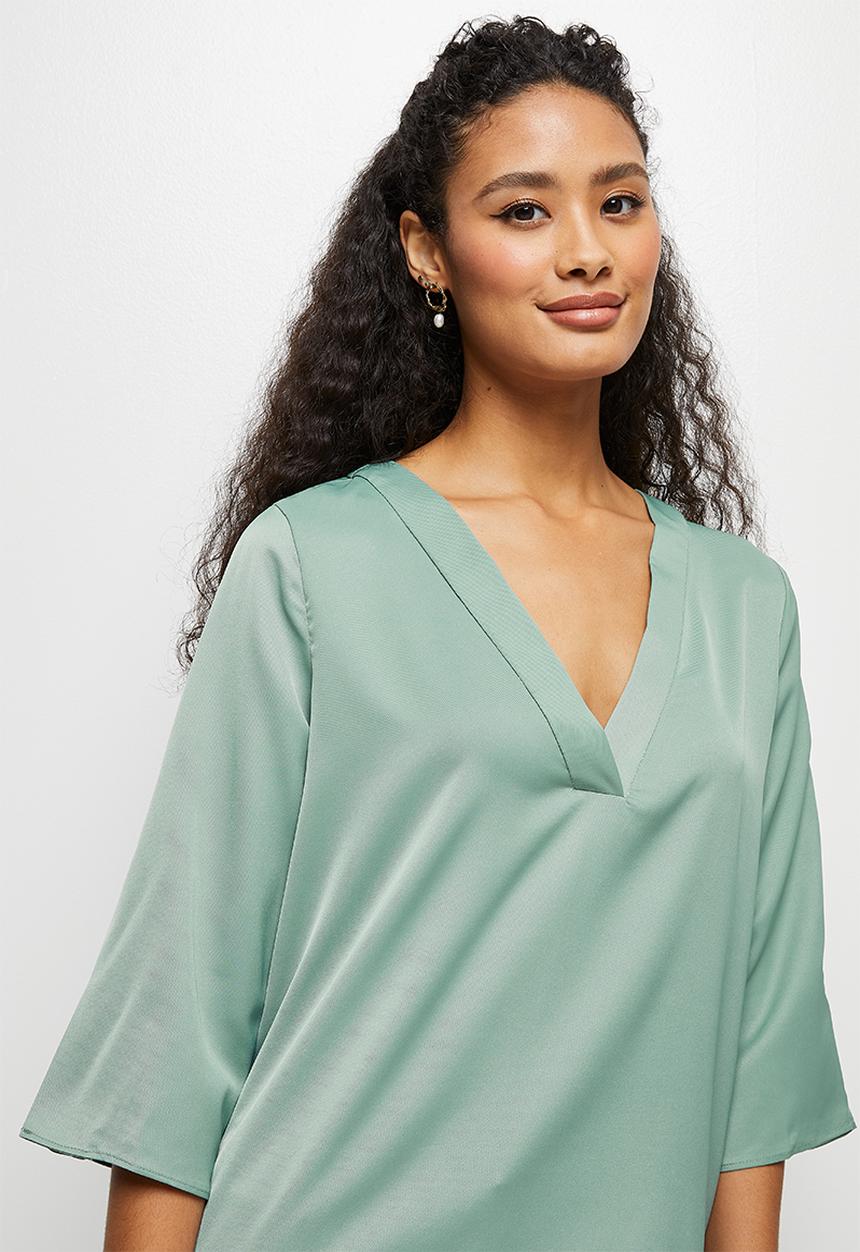 edit - V-neck longline tunic - dusty sage
