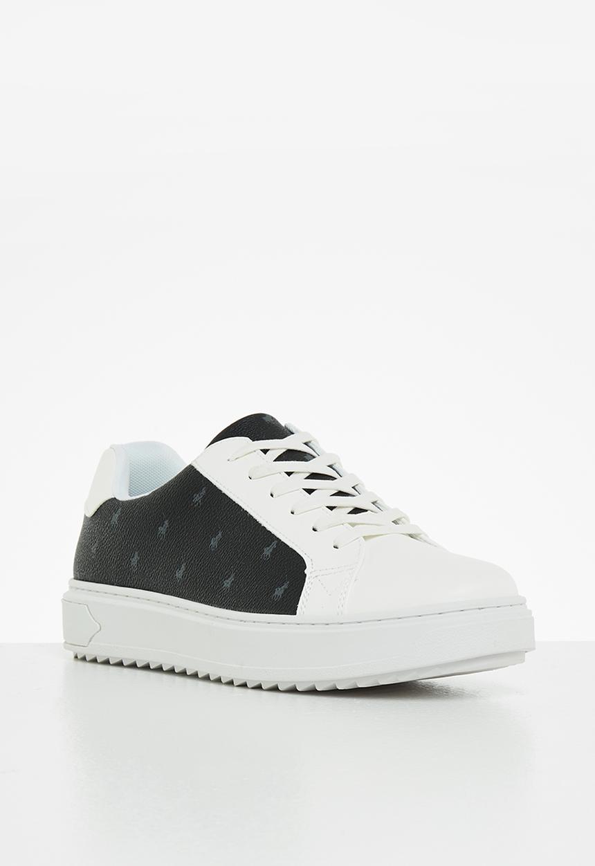POLO - Immanuel monogram leather sneaker - black & white