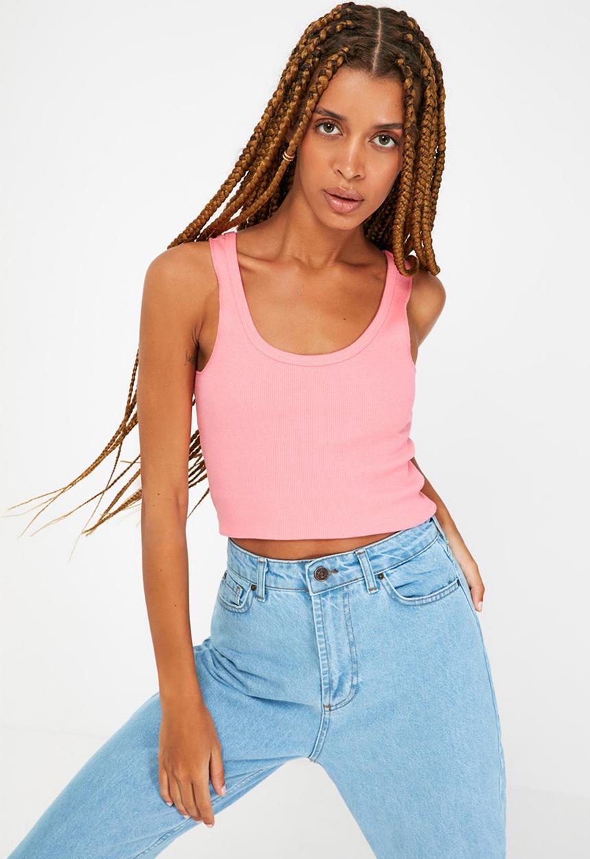 Trendyol - Strap knit top - pink