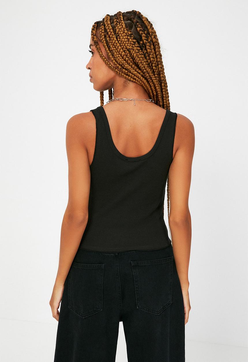 Trendyol - Strap knit top - black