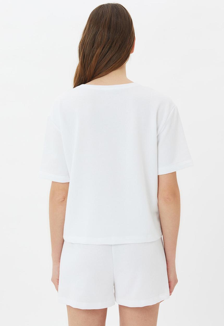 Trendyol - Slogan knitted pyjamas set - white