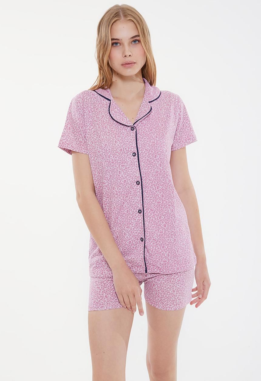 Trendyol - Printed knitted pajamas set - purple