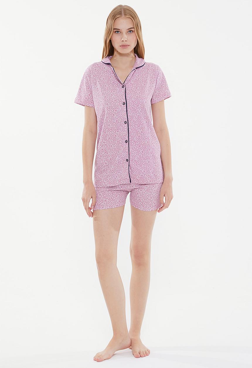 Trendyol - Printed knitted pajamas set - purple