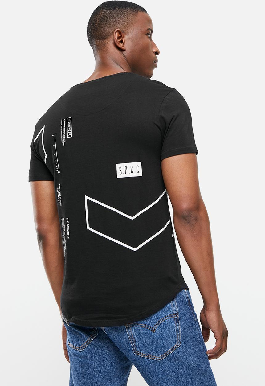 S.P.C.C - Blunt regular fit scooped hem tee - black