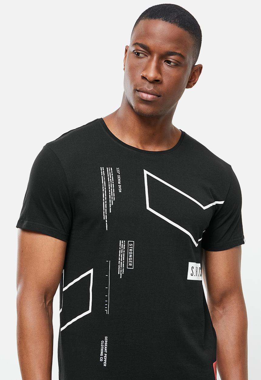 S.P.C.C - Blunt regular fit scooped hem tee - black