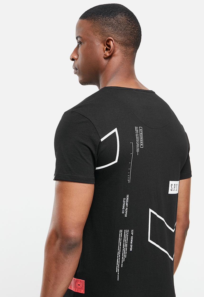 S.P.C.C - Blunt regular fit scooped hem tee - black