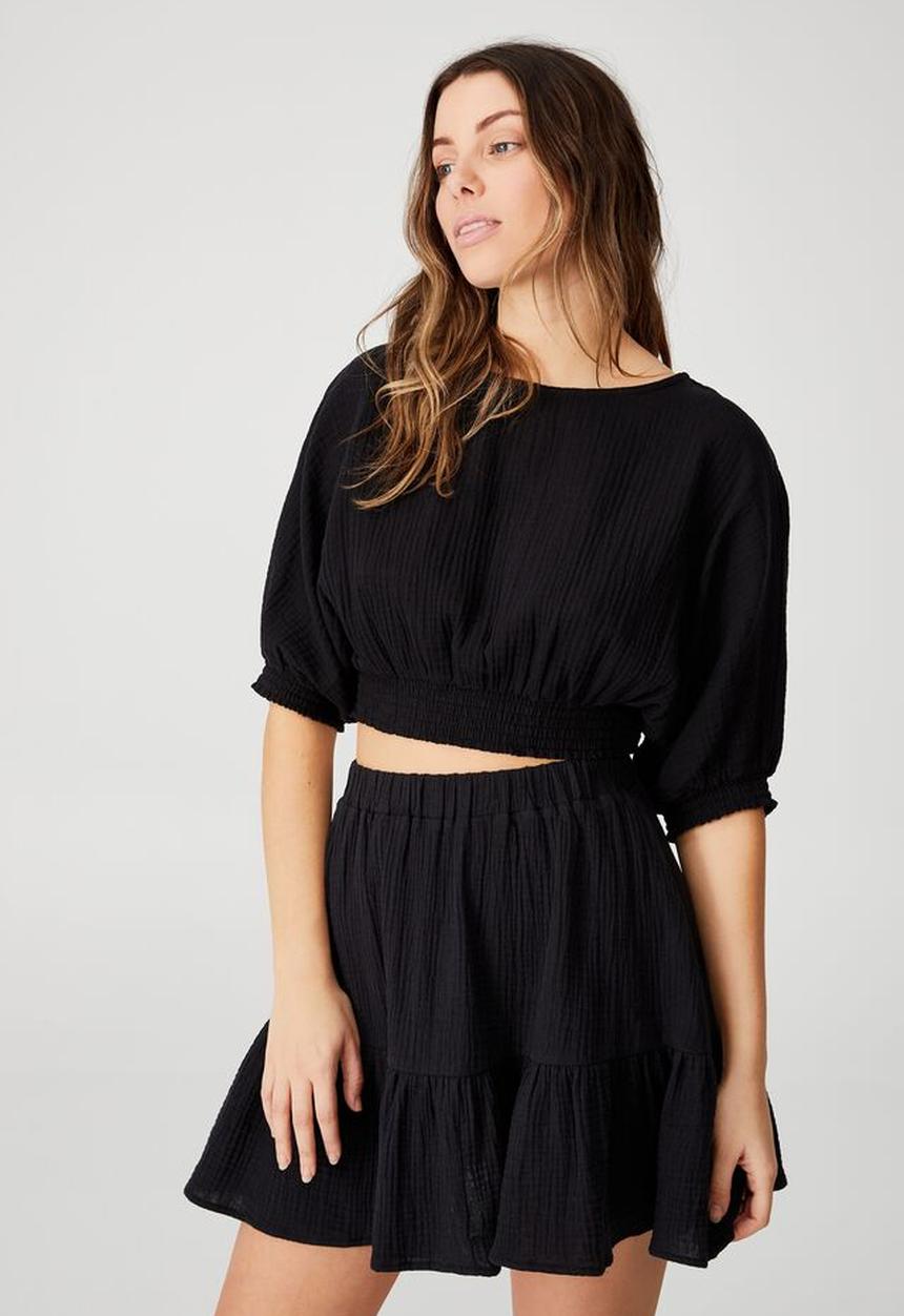 Cotton On - Woven riviera mini skirt - black