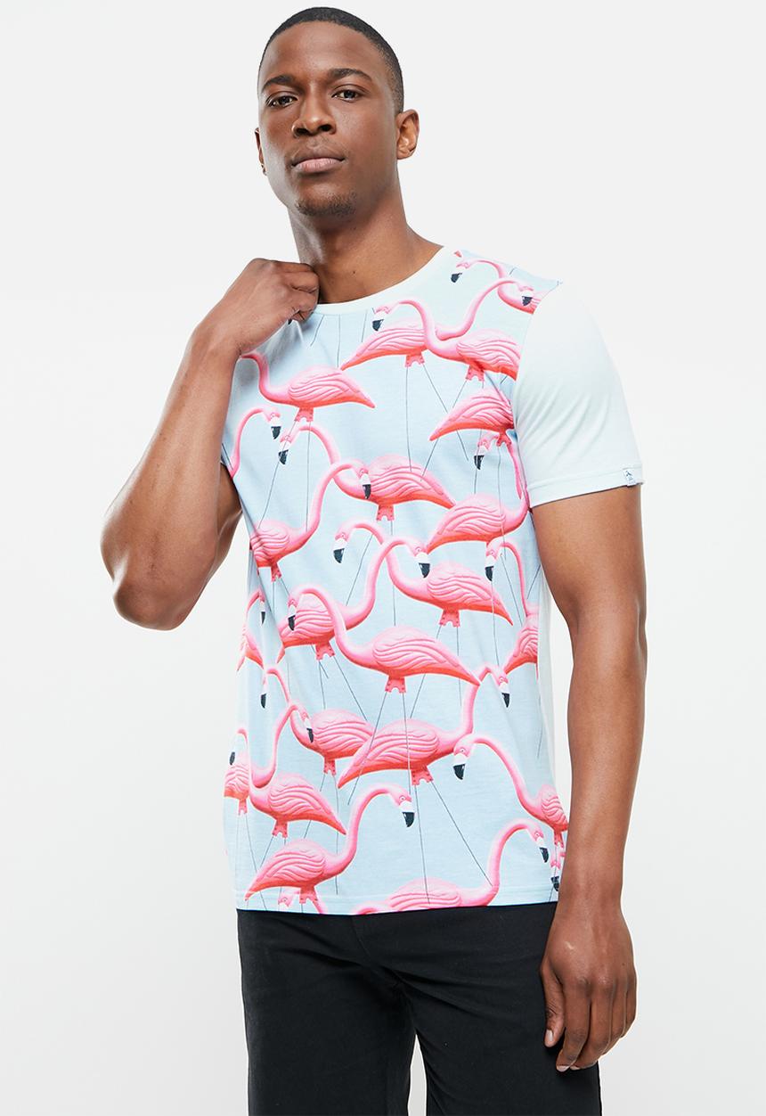 Original Penguin - Wild flamingo tee - light blue & pink